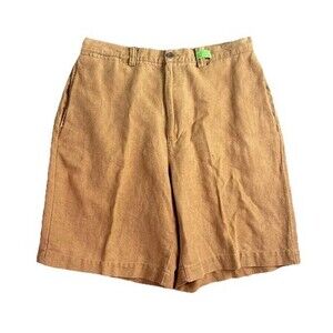 Gap Mens Linen Shorts 33 Brown 8" Vintage Chino Linen Blend Lightweight, Preppy